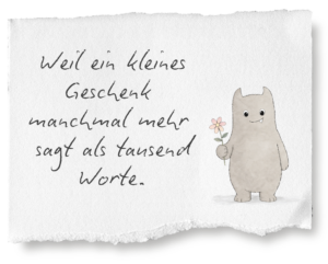 Illustration Mutmach Monster, ein Geschenk sagt mehr als Worte