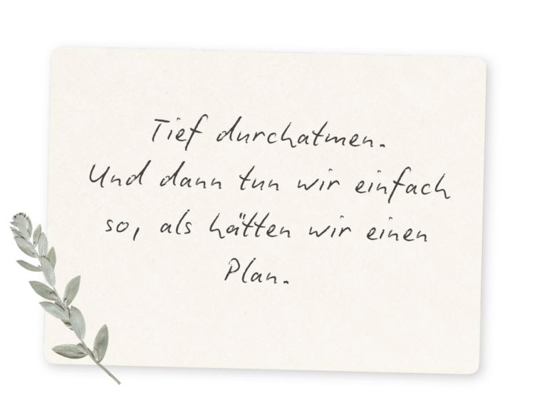 Tief durchatmen. Und dann tun wir einfach so als hätten wir einen Plan.