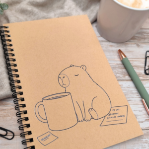 Notizbuch Capybara mit Kaffee